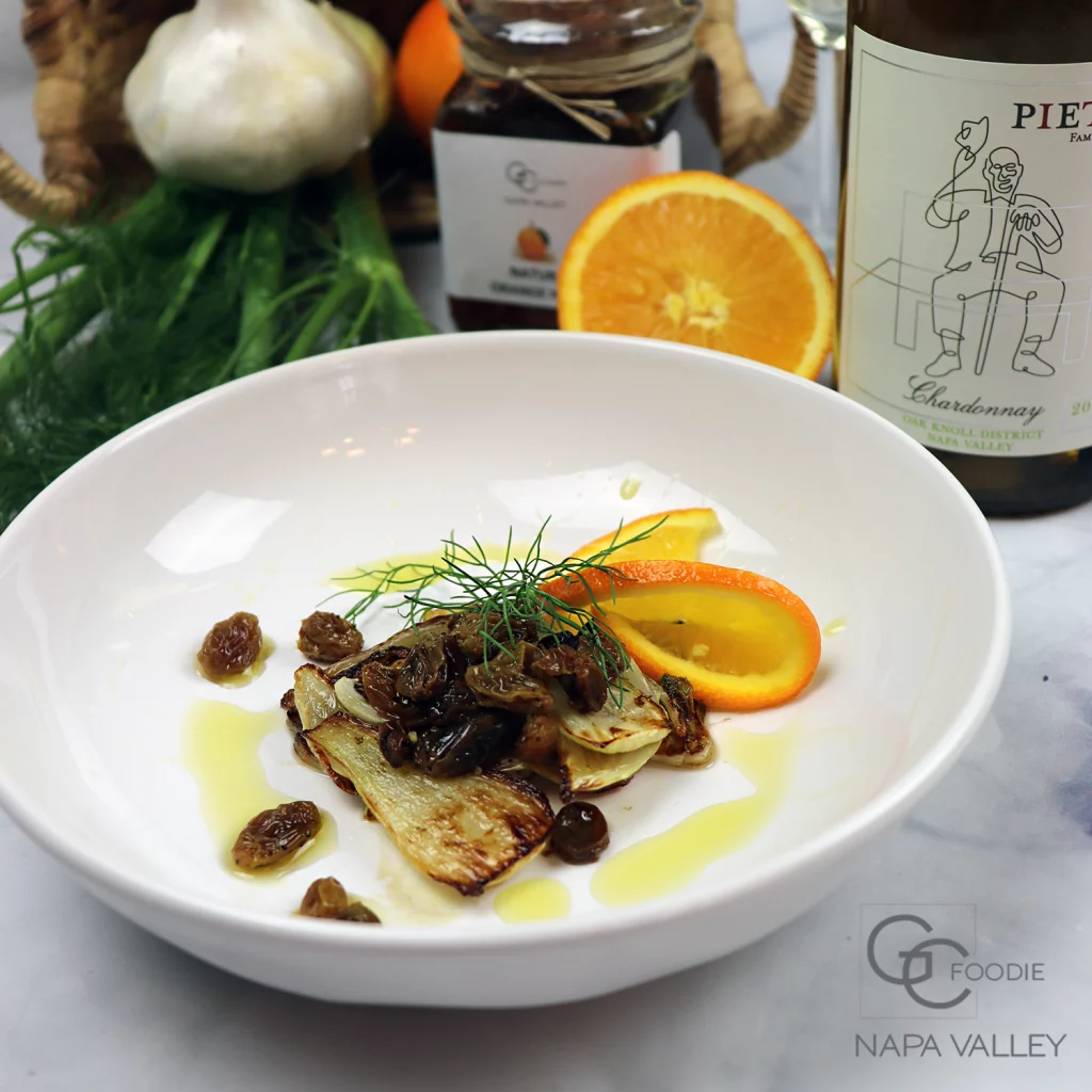 Citrus Kissed Fennel, Garlic and Chardonnay Macerated White Raisins - O'Connell Family Wines