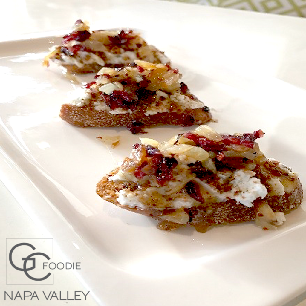 Goat Cheese Crostini with Toasted Almonds