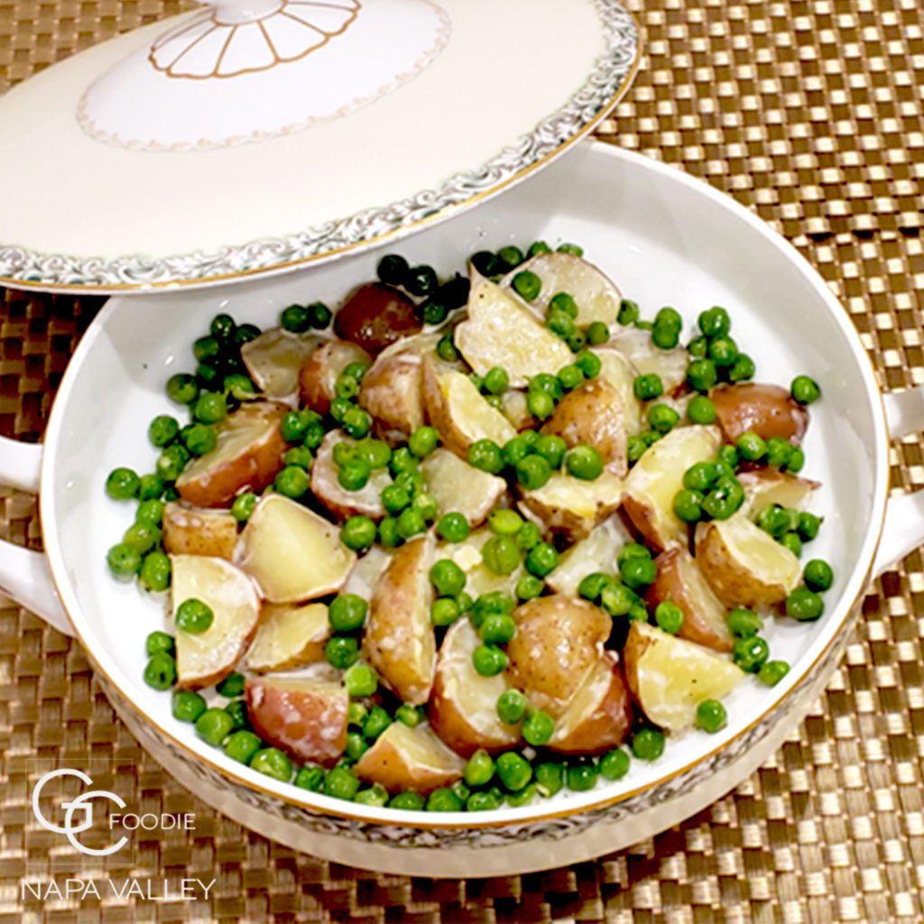 New Potatoes, Rosemary-Lavender Cream & Fresh Peas - O'Connell Family Wines