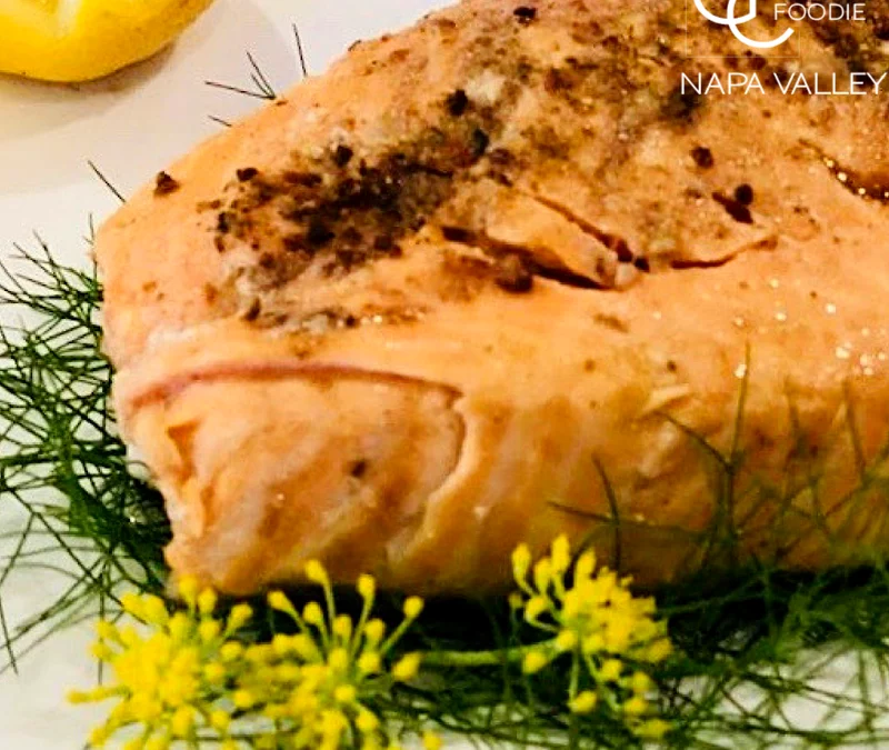 Grilled Parchment Steamed Salmon Dressed with Fragrant Fish Rub