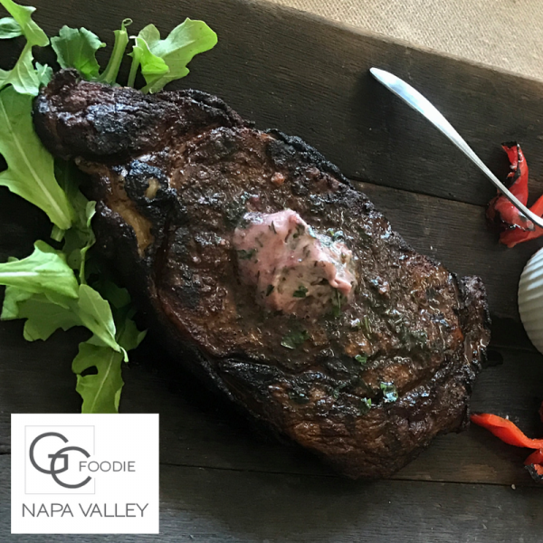 Grilled Rubbed Rib-Eye with Cabernet Sauvignon Compound Butter
