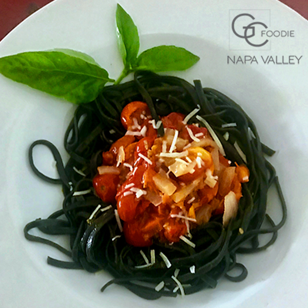Squid Ink Pasta with ‘Just Picked’ Tomato Sauce